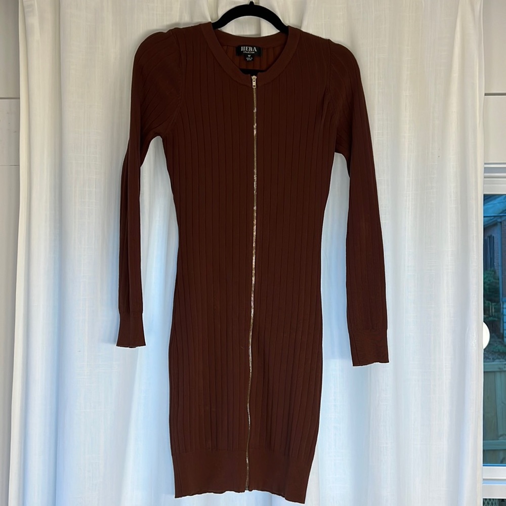Hera boutique sweater brown dress full zip